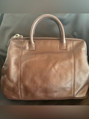 J.Jill Brown Leather Doctor Bag Satchel Crossbody Top Handle